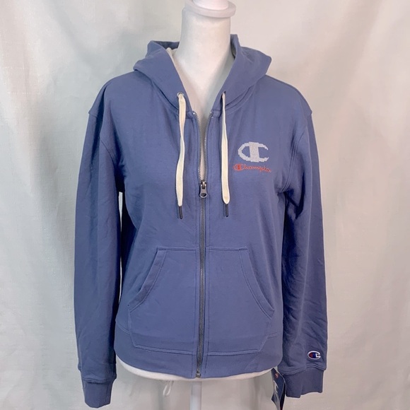 Champion Blue Hooded Zip Up Sweatshirt- NWT - Picture 1 of 16